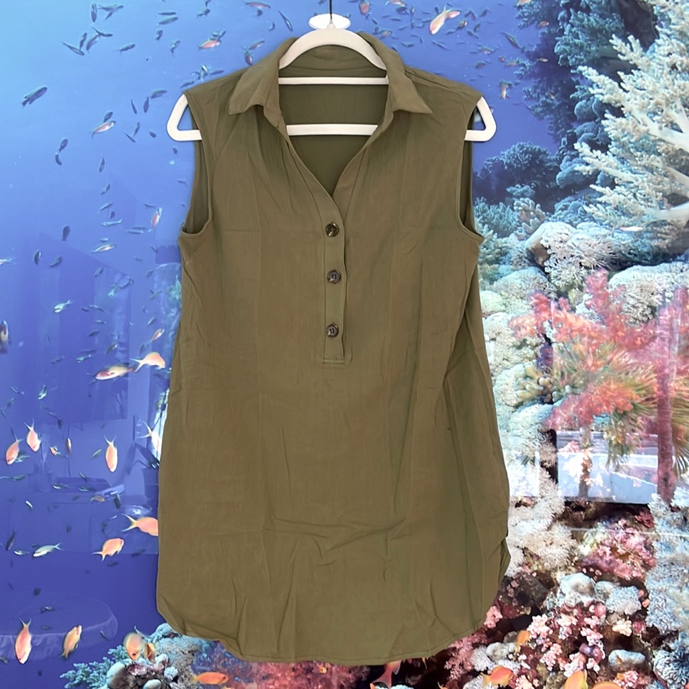 Sleeveless shirt dress